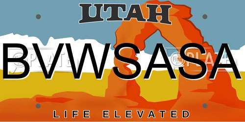 BVWSASA Utah License Plate