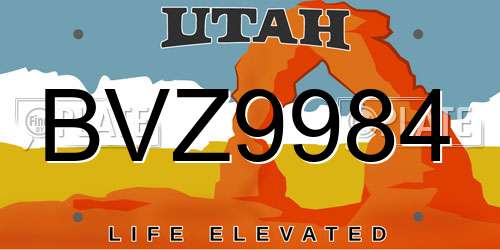 BVZ9984 Utah License Plate
