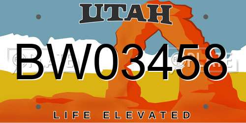 BW03458 Utah License Plate