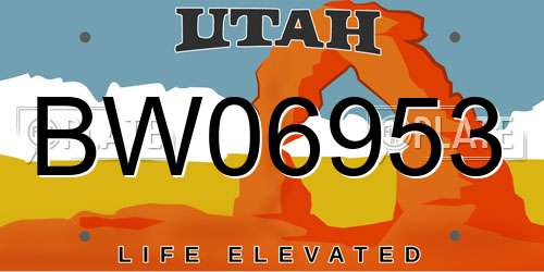 BW06953 Utah License Plate