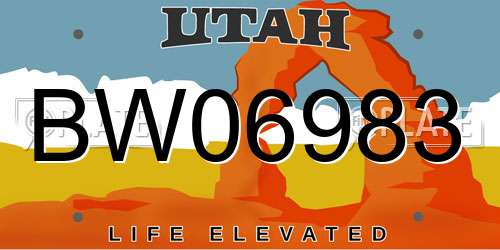 BW06983 Utah License Plate