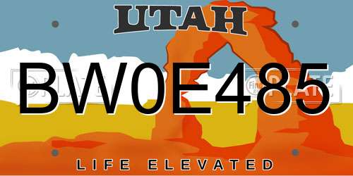 BW0E485 Utah License Plate