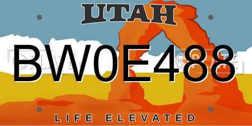 BW0E488 Utah License Plate