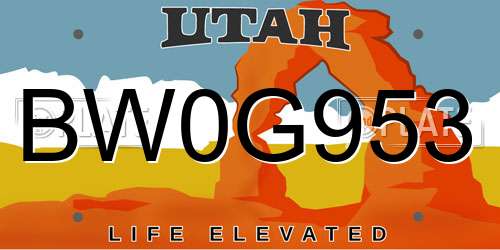BW0G953 Utah License Plate