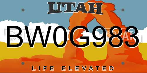 BW0G983 Utah License Plate