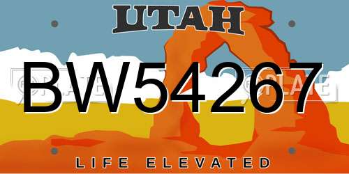 BW54267 Utah License Plate