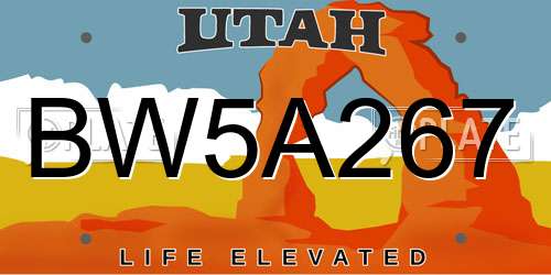 BW5A267 Utah License Plate