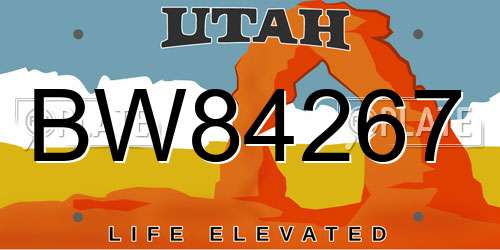 BW84267 Utah License Plate