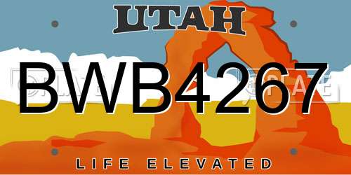 BWB4267 Utah License Plate