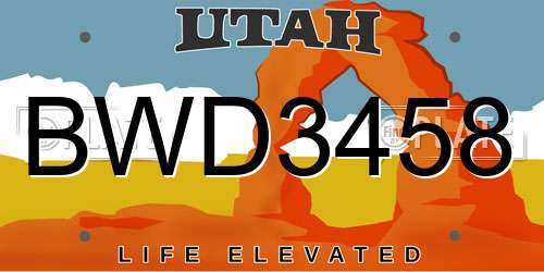 BWD3458 Utah License Plate