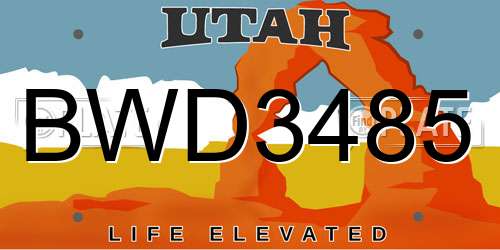BWD3485 Utah License Plate