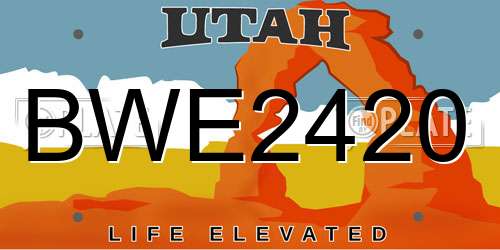 BWE2420 Utah License Plate