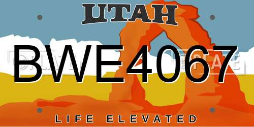 BWE4067 Utah License Plate