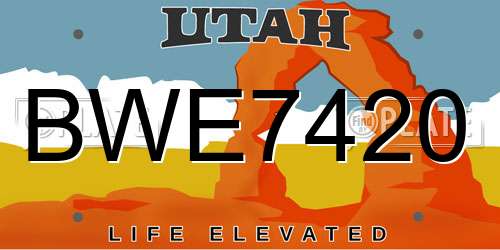 BWE7420 Utah License Plate