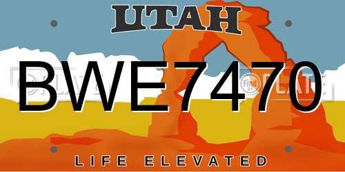BWE7470 Utah License Plate