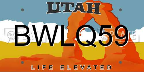 BWLQ59 Utah License Plate