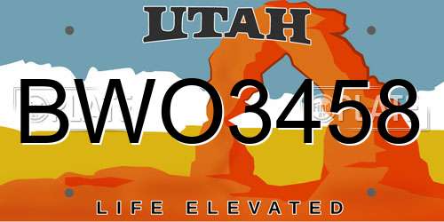 BWO3458 Utah License Plate