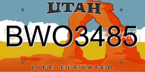 BWO3485 Utah License Plate