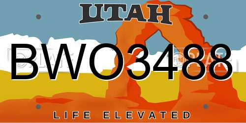 BWO3488 Utah License Plate