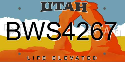 BWS4267 Utah License Plate