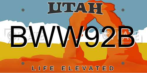 BWW92B Utah License Plate