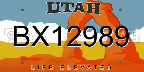 BX12989 Utah License Plate