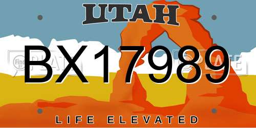 BX17989 Utah License Plate