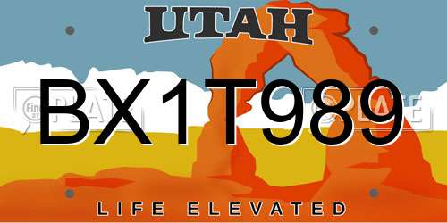 BX1T989 Utah License Plate