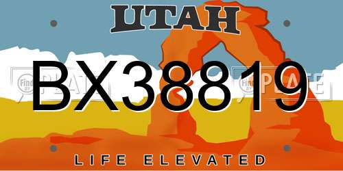 BX38819 Utah License Plate