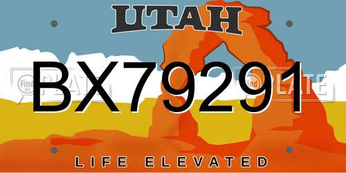BX79291 Utah License Plate