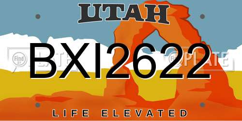 BXI2622 Utah License Plate