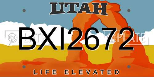 BXI2672 Utah License Plate