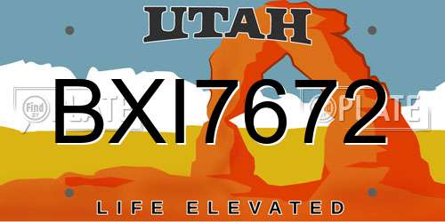 BXI7672 Utah License Plate