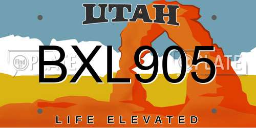 BXL905 Utah License Plate