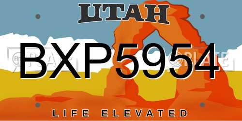BXP5954 Utah License Plate