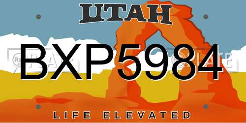BXP5984 Utah License Plate
