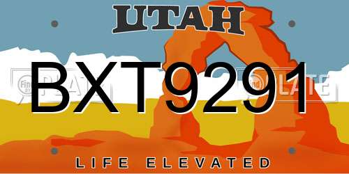 BXT9291 Utah License Plate