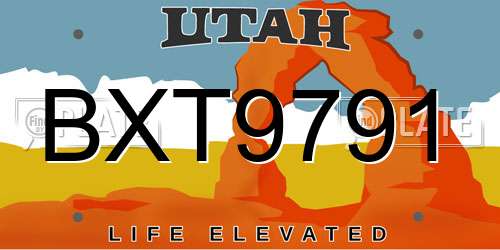 BXT9791 Utah License Plate