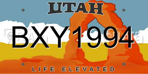 BXY1994 Utah License Plate