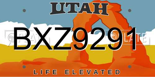 BXZ9291 Utah License Plate