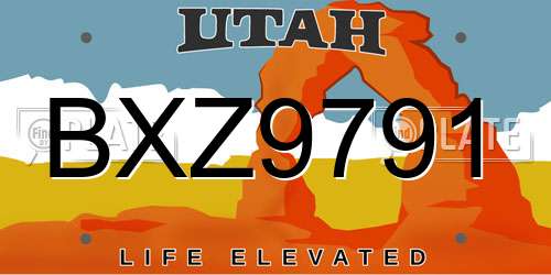 BXZ9791 Utah License Plate