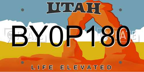 BY0P180 Utah License Plate