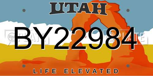 BY22984 Utah License Plate