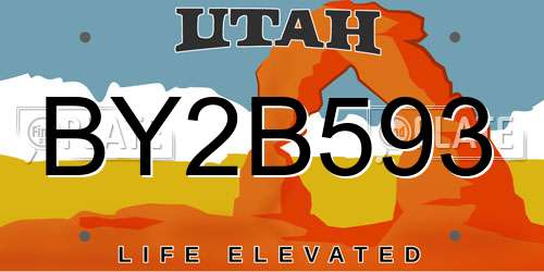 BY2B593 Utah License Plate