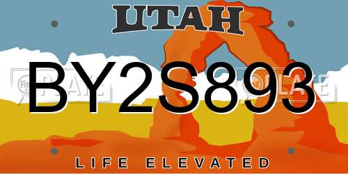 BY2S893 Utah License Plate