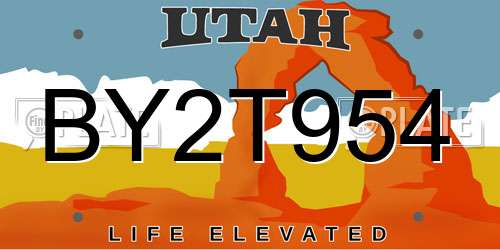 BY2T954 Utah License Plate
