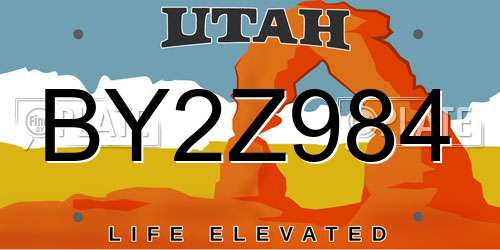BY2Z984 Utah License Plate
