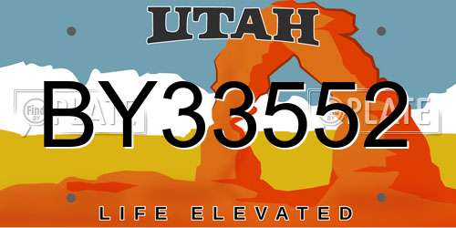 BY33552 Utah License Plate