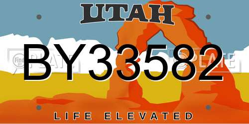 BY33582 Utah License Plate