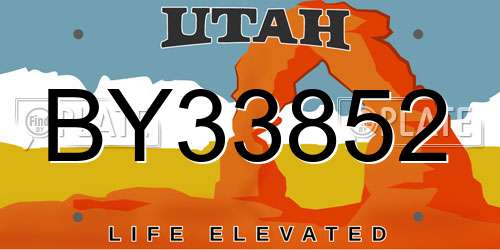 BY33852 Utah License Plate